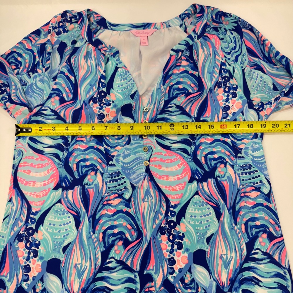 NWOT Lilly Pulitzer Brynle Dress Medium Blue Pink Long Sleeve Shift Resortwear - Picture 14 of 16